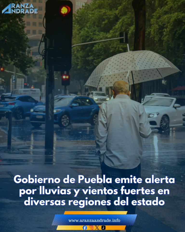 Gobierno de Puebla emite alerta por lluvias y vientos fuertes en diversas regiones del estado