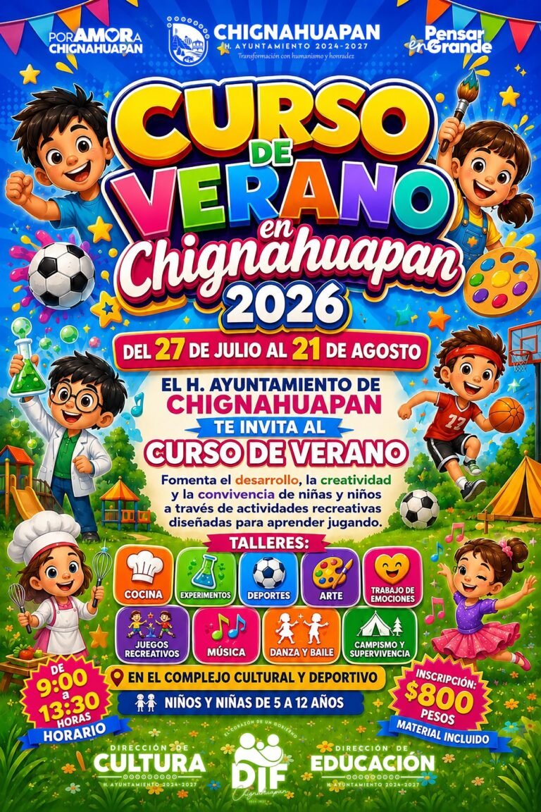 Invita Ayuntamiento de Chignahuapan al curso de verano 2026 para niñas y niños